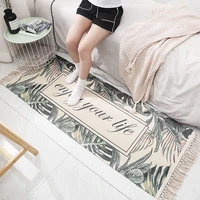 tropical plant thicken cotton hand woven living room sofa carpet floor mat long bedroom bedside non slip rug