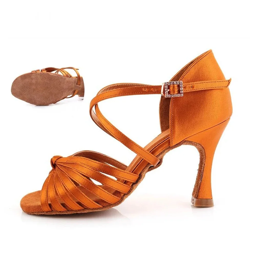 High Quality Satin Latin Dance Shoes Customized New Arrival Wholesale Girls Ballroom Tango Salsa Dance Shoes High Heel Shoes