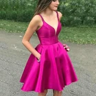 Короткое розовое платье Smileven для выпускного вечера, пикантное платье с V-образным вырезом для девочек, выпускное платье до колен, 2020