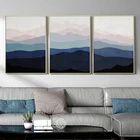 Абстрактная настенная живопись, горы, розовый, синий холст, живопись, горы, плакат и печать, настенные картины для гостиной, домашний декор