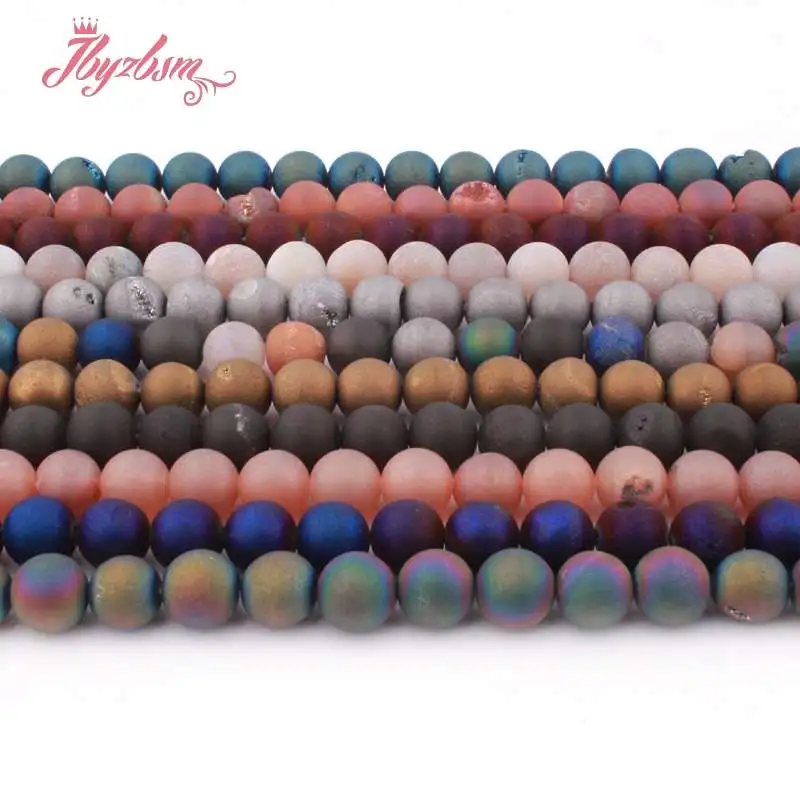

8 мм круглые бусины Druzy Agates с металлическим покрытием из натурального камня для самостоятельного изготовления ожерелий, браслетов, украшени...