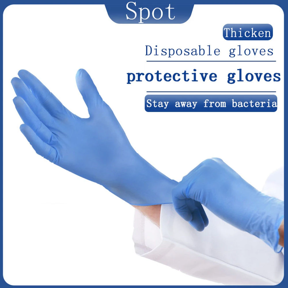 10pcs Disposable Nitrile Gloves Latex Dentistry Powder Free Protection Rubber Chemicals Laboratory Long Working | Безопасность и