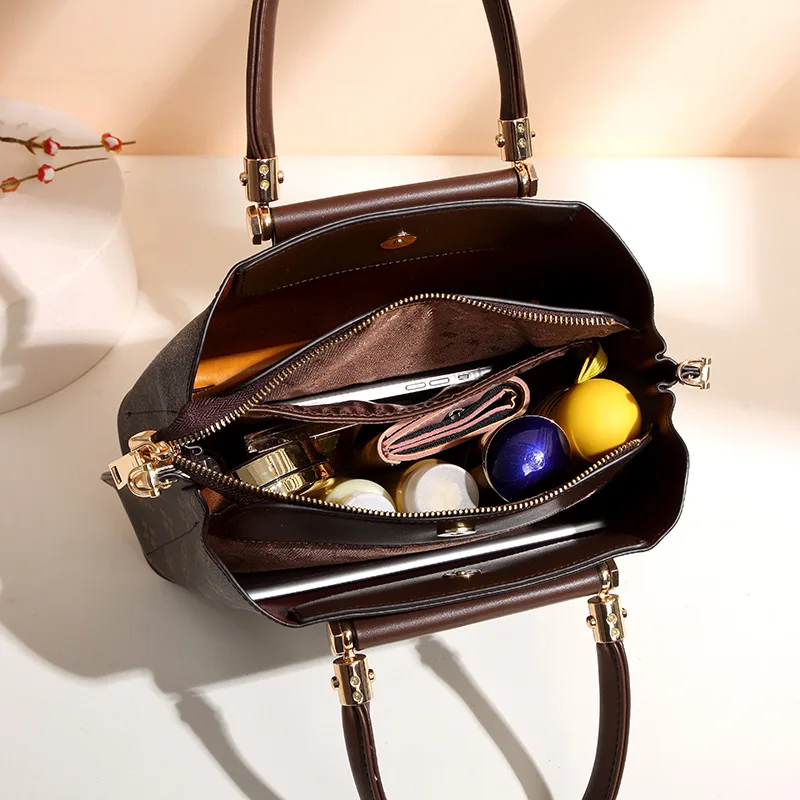 

Genuine Leather 2021 New Fashion Retro Large-capacity Tote Bag Printing Versatile Shoulder Messenger Purses and Handbags Sac Gg