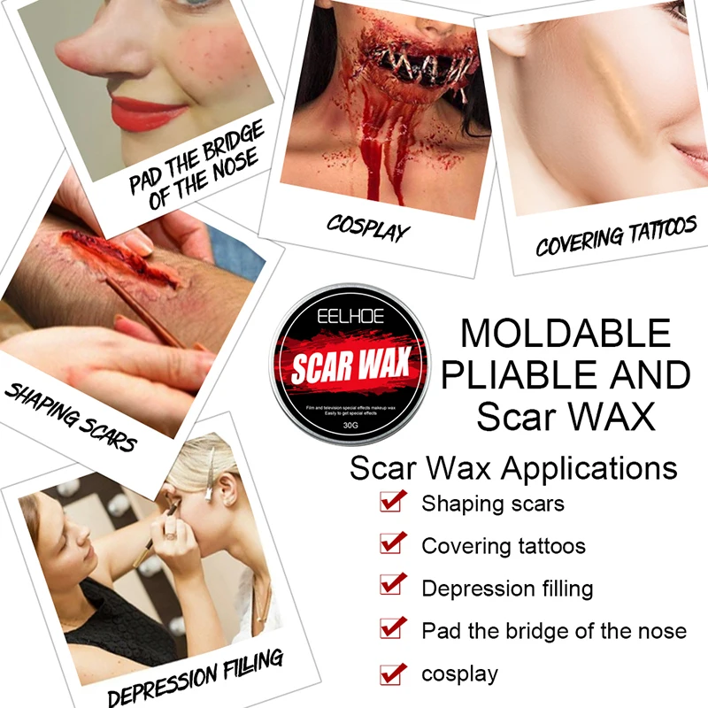 30g Skin Wax Makeup Simulation Plasma Cream Flesh-colored Eyebrow Covering Mud Shaping Special Effect Halloween | Красота и здоровье