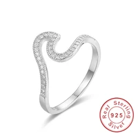 original 100 925 sterling silver irregular wave simple rings fashion charm gemstone jewelry valentine cute girl gift
