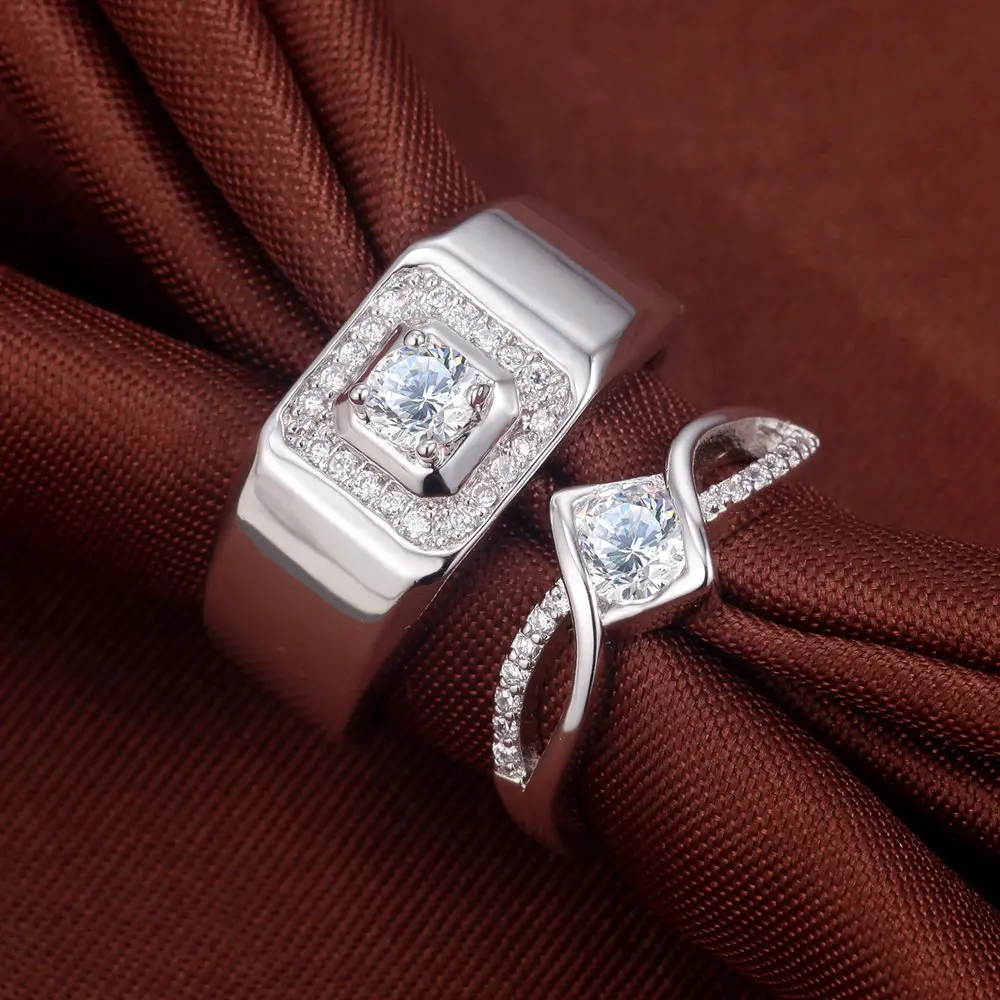 

1 пара/2 шт., кольцо для влюбленных пар с кристаллами