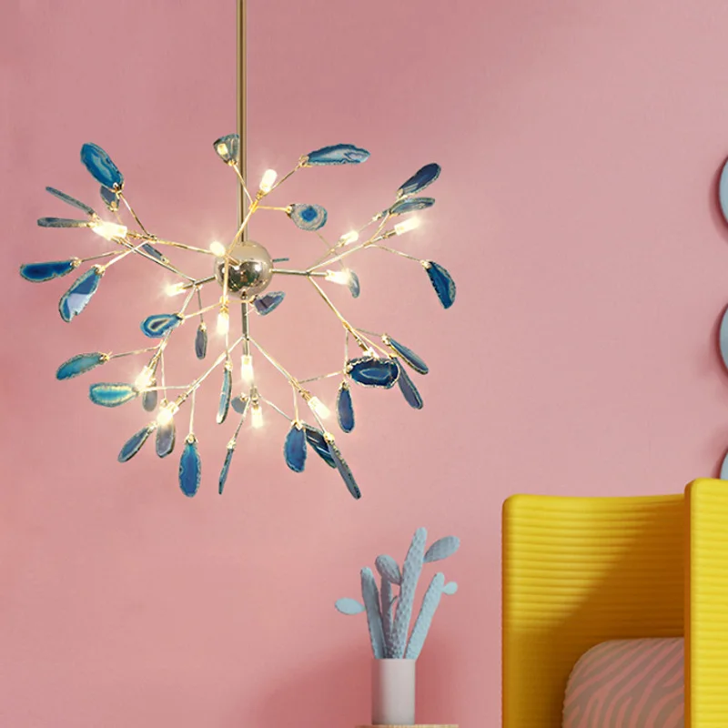 

Скандинавская люстра из агата «Светлячок», лампа в стиле постмодерн, минималистичный художественный стиль, разные цвета на выбор