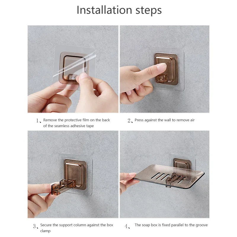 

Bathroom Translucent Soap Box Soap Dish Soap Dish Wall-Mounted Drain Soap Holder Punch-Free Wall Hanging Soap Dish