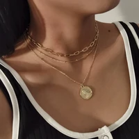 3pcs goth vintage angel coin pendant choker necklace for women collar vintage multilayer snake chain necklaces women jewelry new