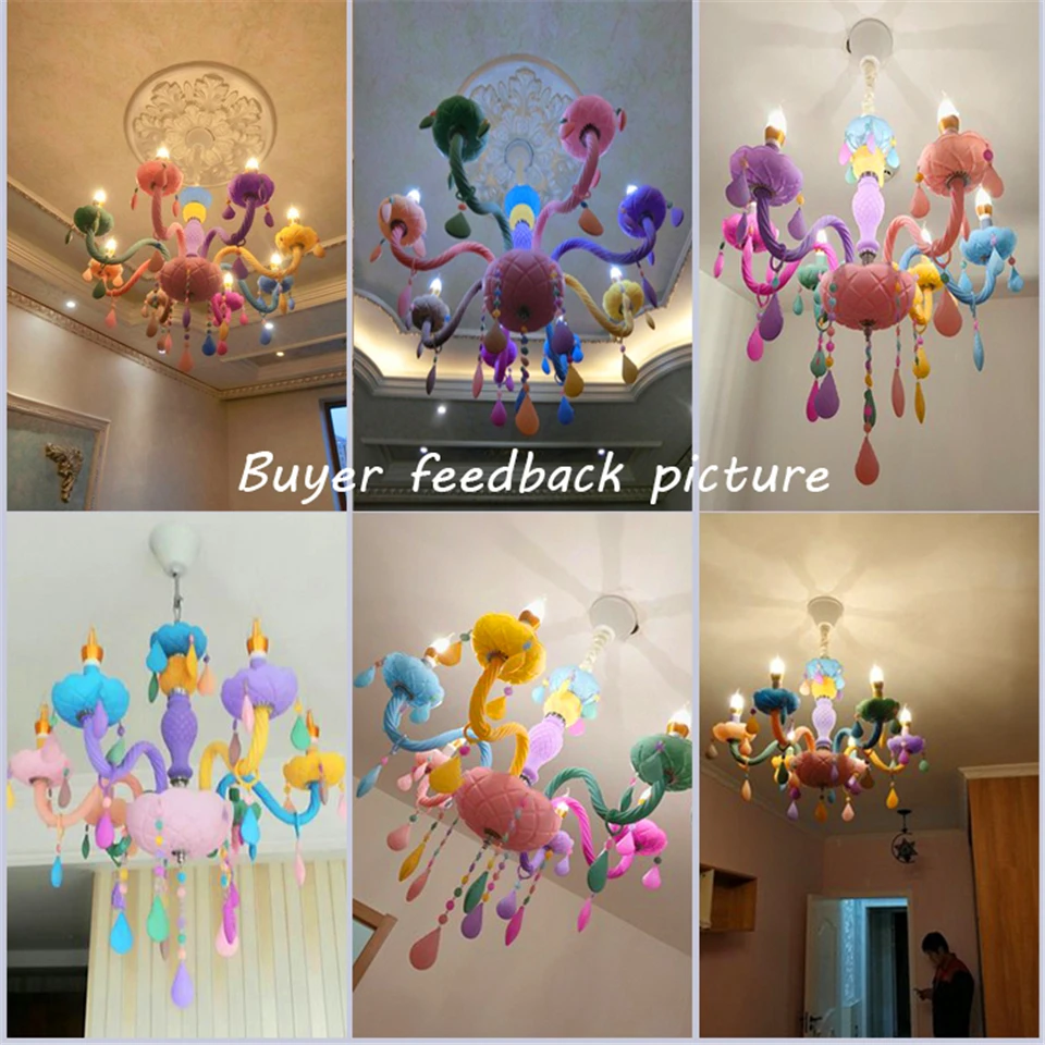 Светодиодная люстра E14 в скандинавском стиле с радужными конфетами освещение для