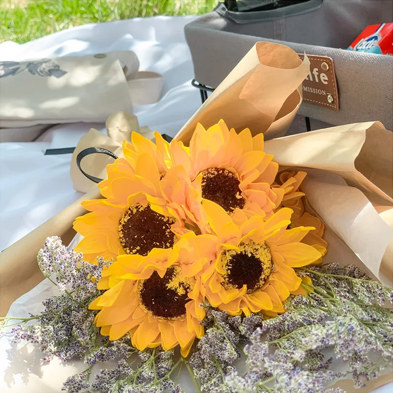 Сушенный цветочный мыло-Подсолнух букет украшения дома Букеты Свадебные