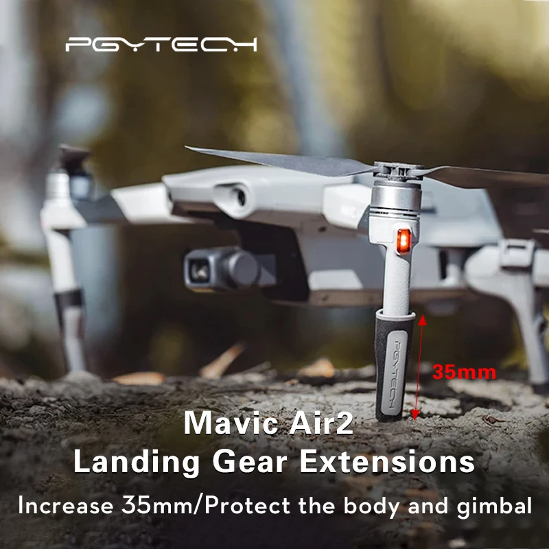 

PGYTECH Mavic Air 2 шасси LEDExtensions эффективно увеличивают высоту на 35 мм, чтобы избежать повреждения корпуса или кардана