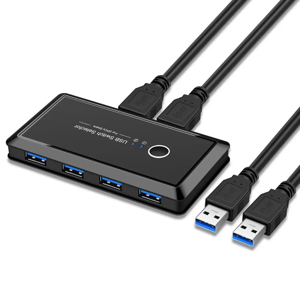 

KVM-переключатель USB 3,0, 2 порта, 4 устройства для совместного использования клавиатуры, мыши, принтера, монитора, переключатель 3,0