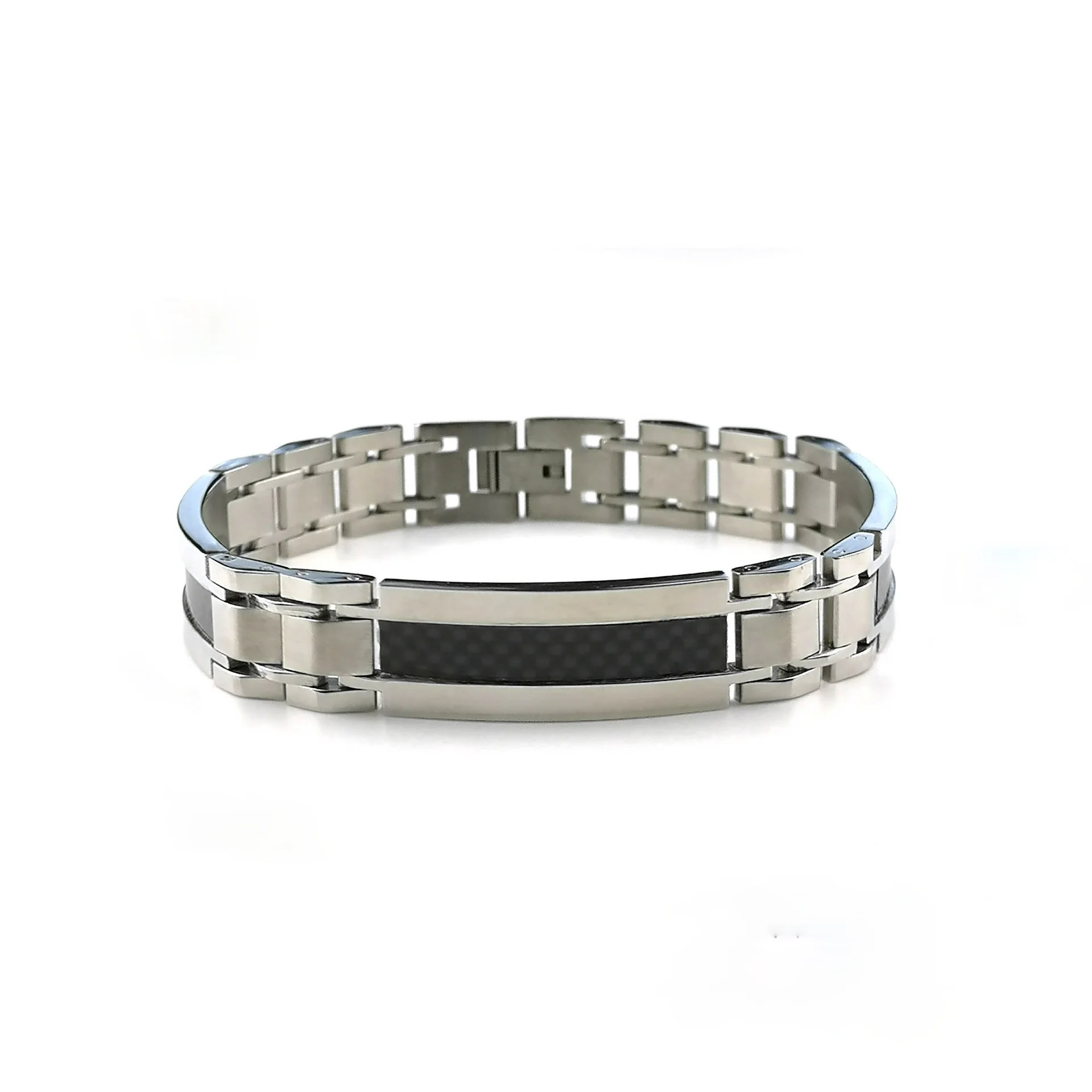 

Wholesale personality men trend titanium steel bracelet carbon fiber bracelet