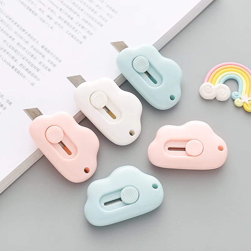 Канцелярский мини нож Kawaii однотонный портативный резак для бумаги лезвие резки
