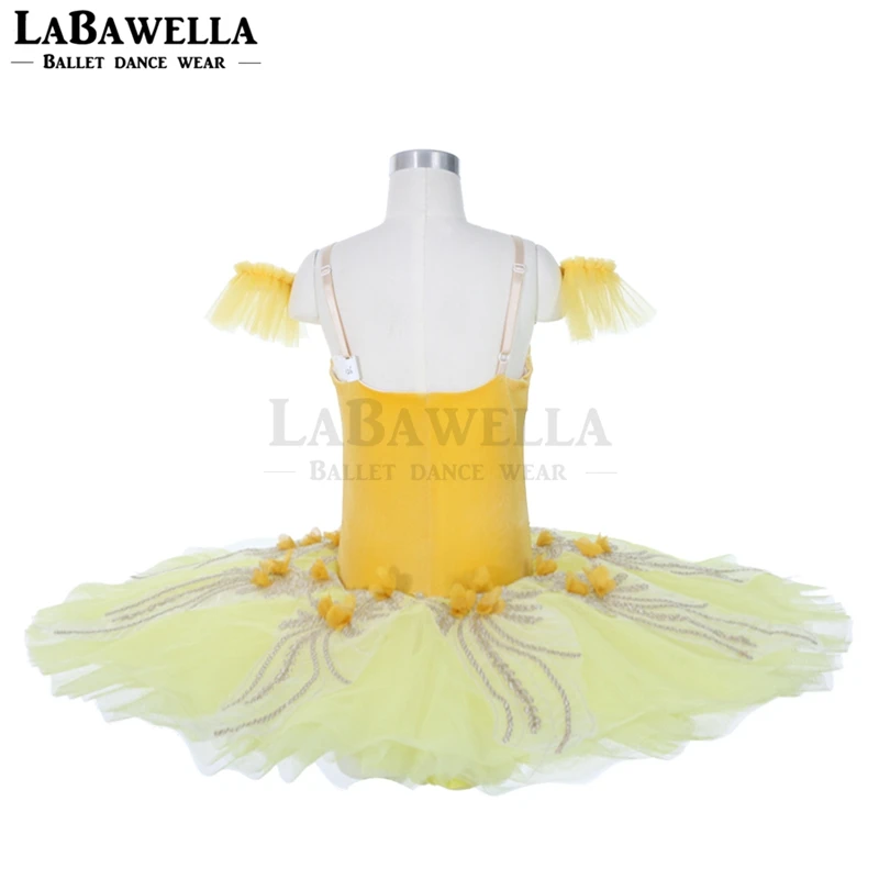 Желтый балетный профессиональный туту костюм для девочек фей классический платежный костюм платье JY025.