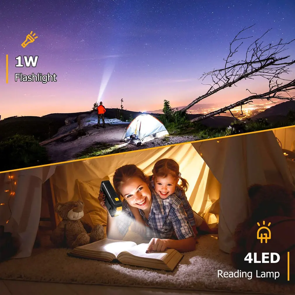 Beli Engkol Tangan Surya Darurat LED Lampu Malam Radio AM/FM/NOAA Radio Cuaca Layar LCD Besar Radio Bertahan Hidup Senter SOS Peringatan