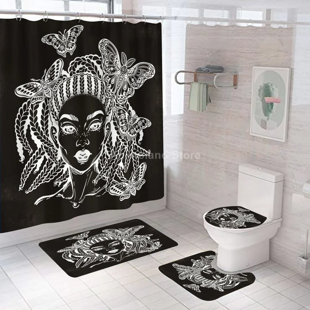 Африканская красавица Girls занавеска для душа ванной комнаты наборы коврик