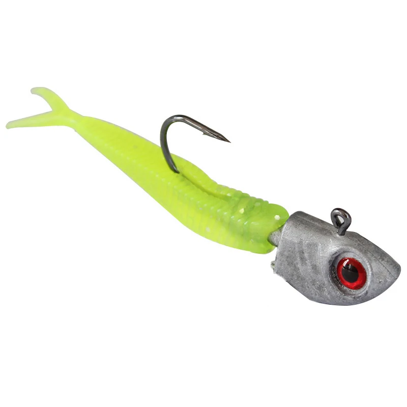 

Fish Lead Head Jig Hooks 7g 10g 14g 20g 4PCS Carp Fishing Accessories Soft Worm Barbed Strong Hook Tackle 3D Eyes For Saltwater
