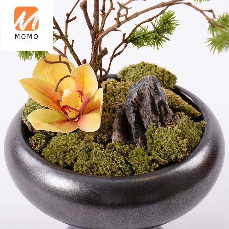 

New Chinese Indoor Home Soft Decoration with Fake Flower Simulation Green Plant Floral Entrance Decoration