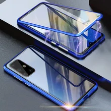 Meta Magnetic Adsorption Phone Case For Oppo Realme 8 7 Pro Tempered Glass Cover For Oppo Reno 6 5 4 3 Pro Full Protection Coque