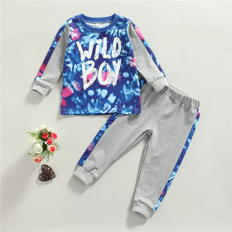 

Комплект осенней одежды для мальчиков, футболка с длинным рукавом и круглым вырезом и брюки с эластичным поясом, 2 шт.
