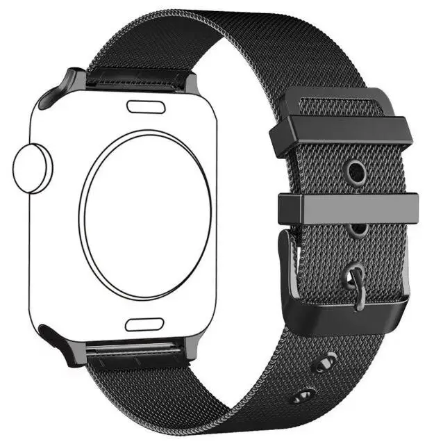 Black 42 мм 38 мм Миланская Петля из нержавеющей стали для Apple Watch Band 5 4 40 мм 44 мм металлический сетчатый ремешок для iWatch 3 2 1 - Цвет ремешка: Black