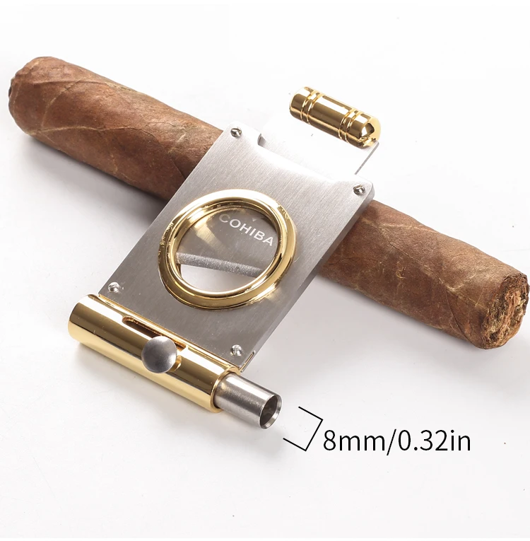 Новинка, 1 шт., Cohiba, 2 в 1, резак для сигар из нержавеющей стали, дротика для сигар, ножницы для сигар, нож для резки металла