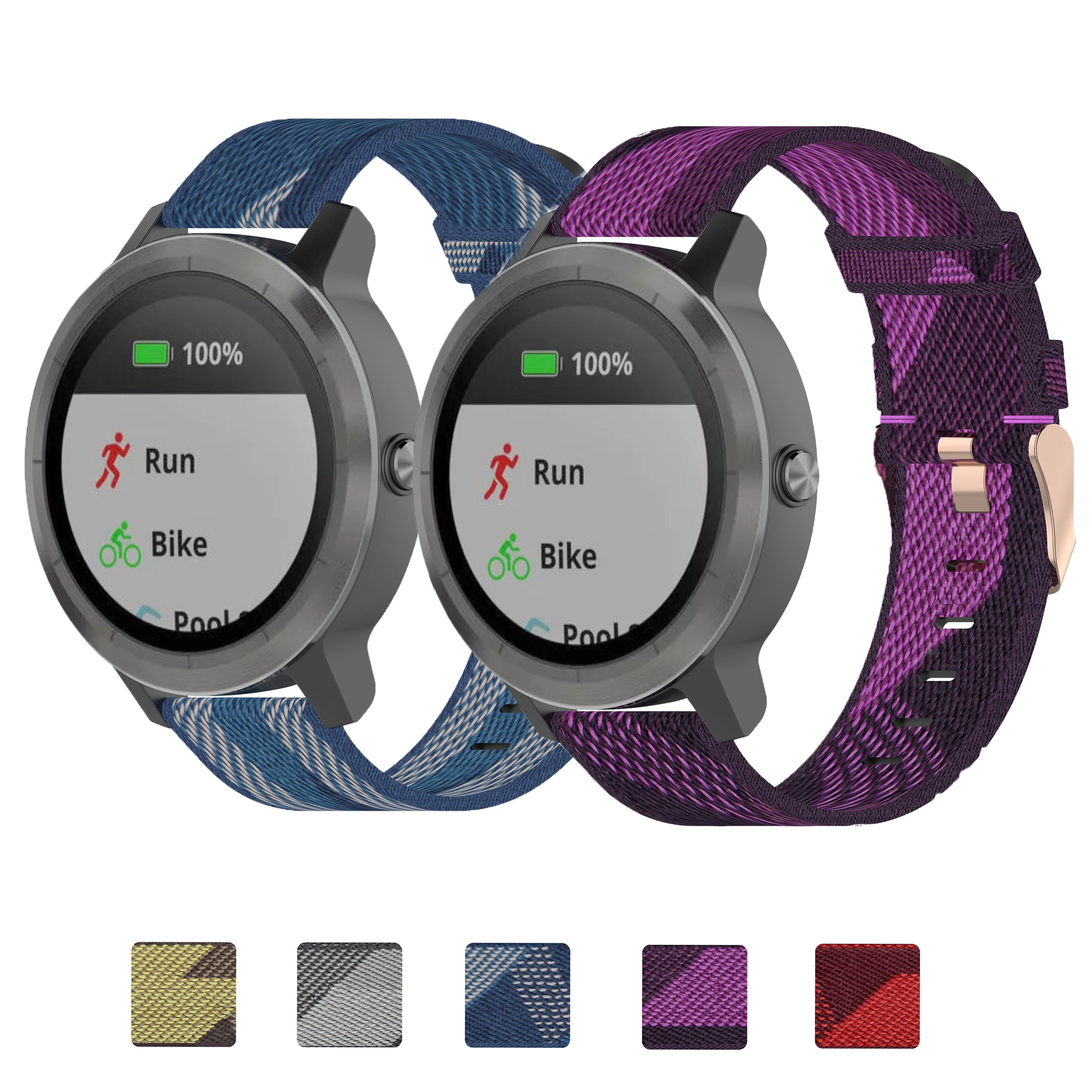 Ремешок тканый нейлоновый для наручных часов Garmin CAME/Forerunner 245 сменный ремешок из
