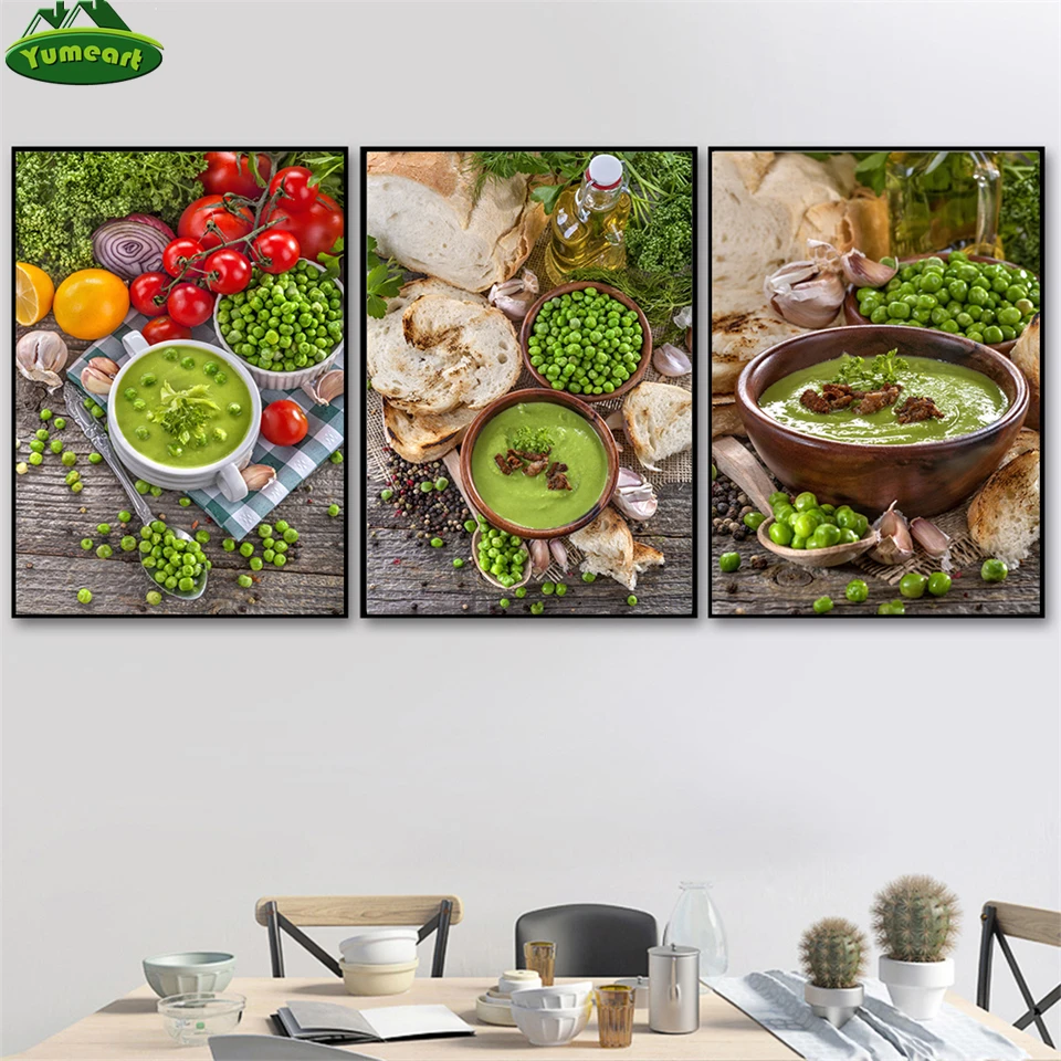 

Свежие зеленые бобы, овощной суп для здоровой еды, картины для кухни, домашнего декора, плакаты, печать на холсте, картина для гостиной
