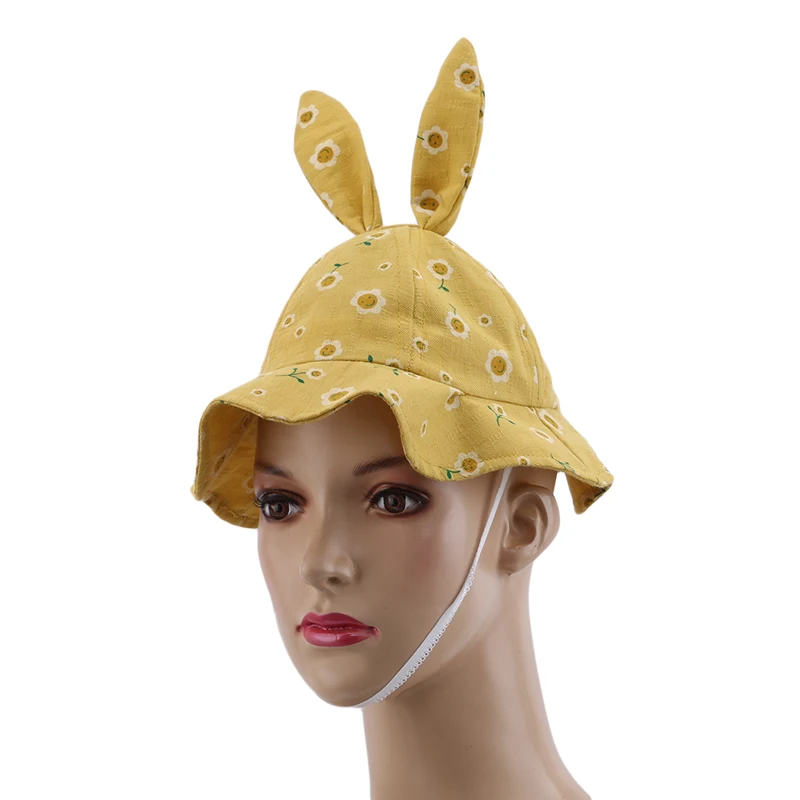 

2021 Baby Fisherman Hat Boy and Girl Basin Cap Summer Children's Cartoon Rabbit Ears Sun Protection Hats Kids Photography Props