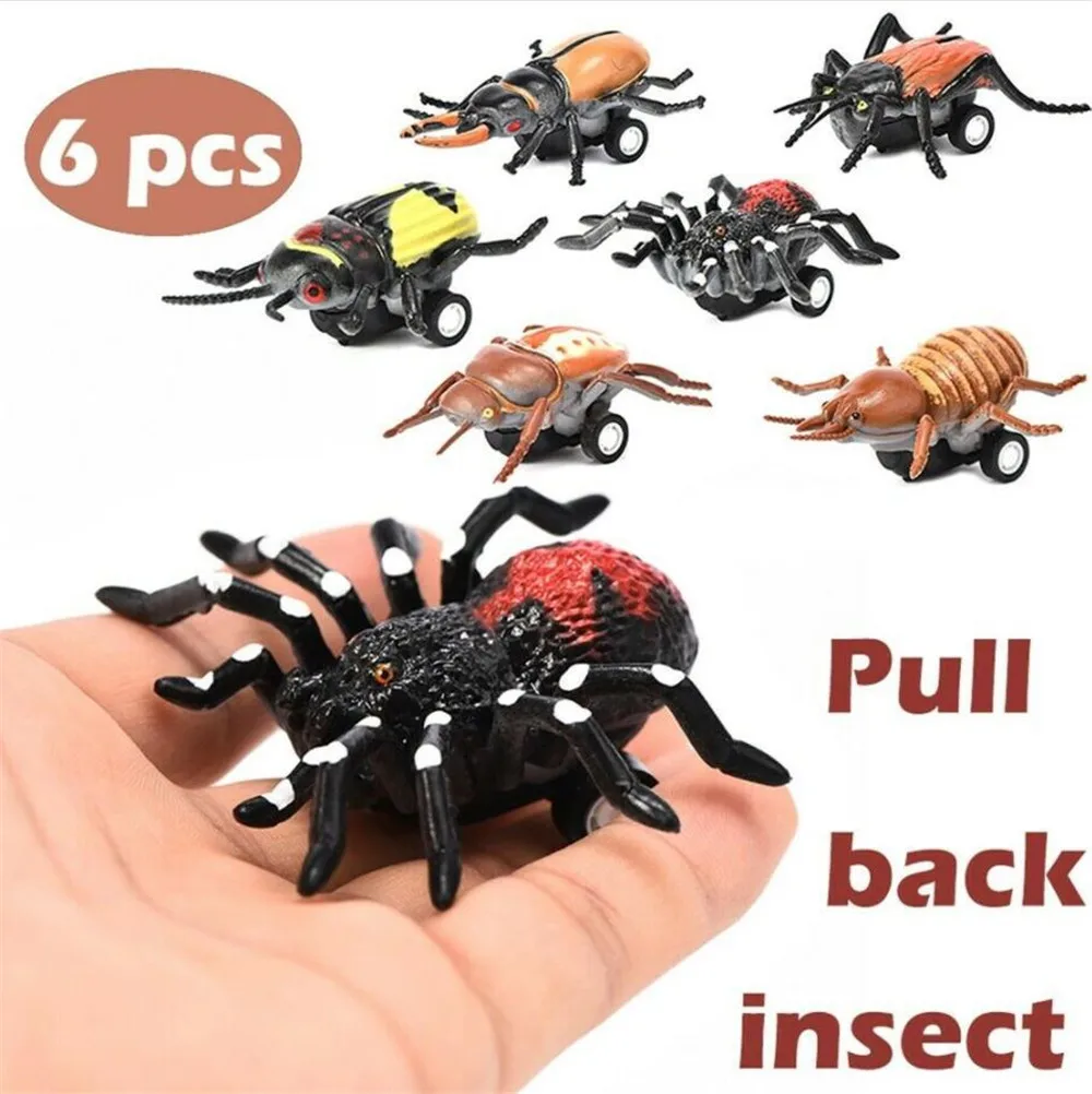 6 шт. мини автомобиль насекомое тянущиеся машины + шины колеса креативные