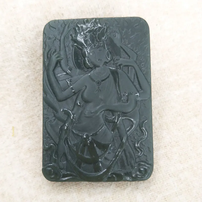 Натуральный нефритовый нефрит ручная работа тысячи рук Гуаньинь кулон Будды