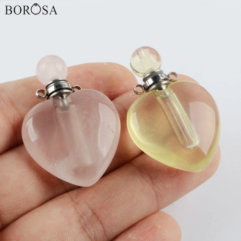 BOROSA трендовый натуральный камень подвеска в виде бутылочки парфюма форме сердца