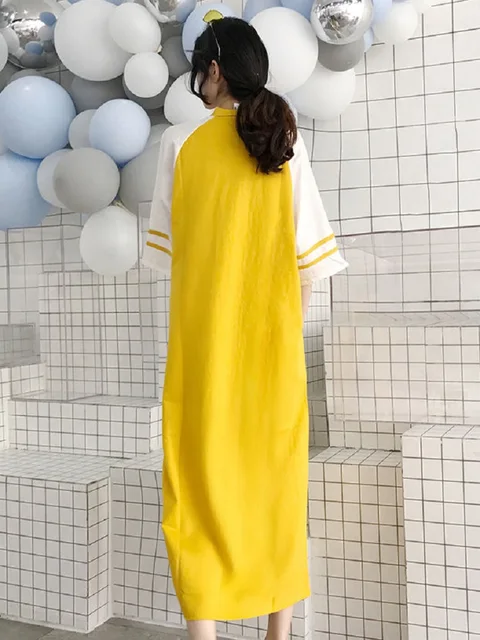 Moda coreano vestidos para mulher 2022 novas roupas de verão para mulher lazer solto meados de comprimento sobre o joelho vestido de camisa 3