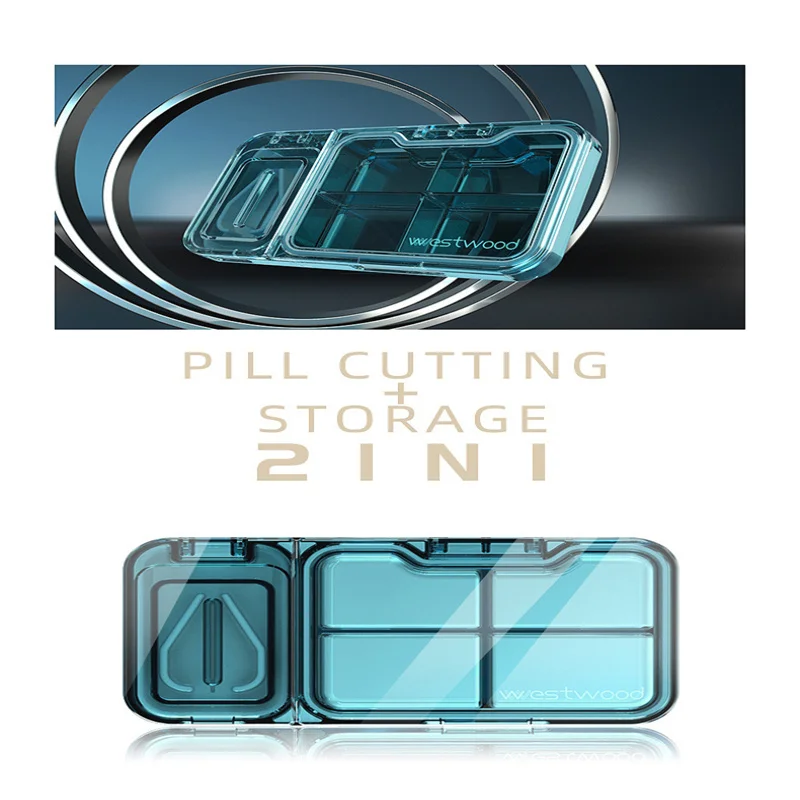 

3 Colors Portable Medicine Organizer Box Pill Cutter Health Care Drug Travel Divider Pill Storage Bag Travel Pill Case Container