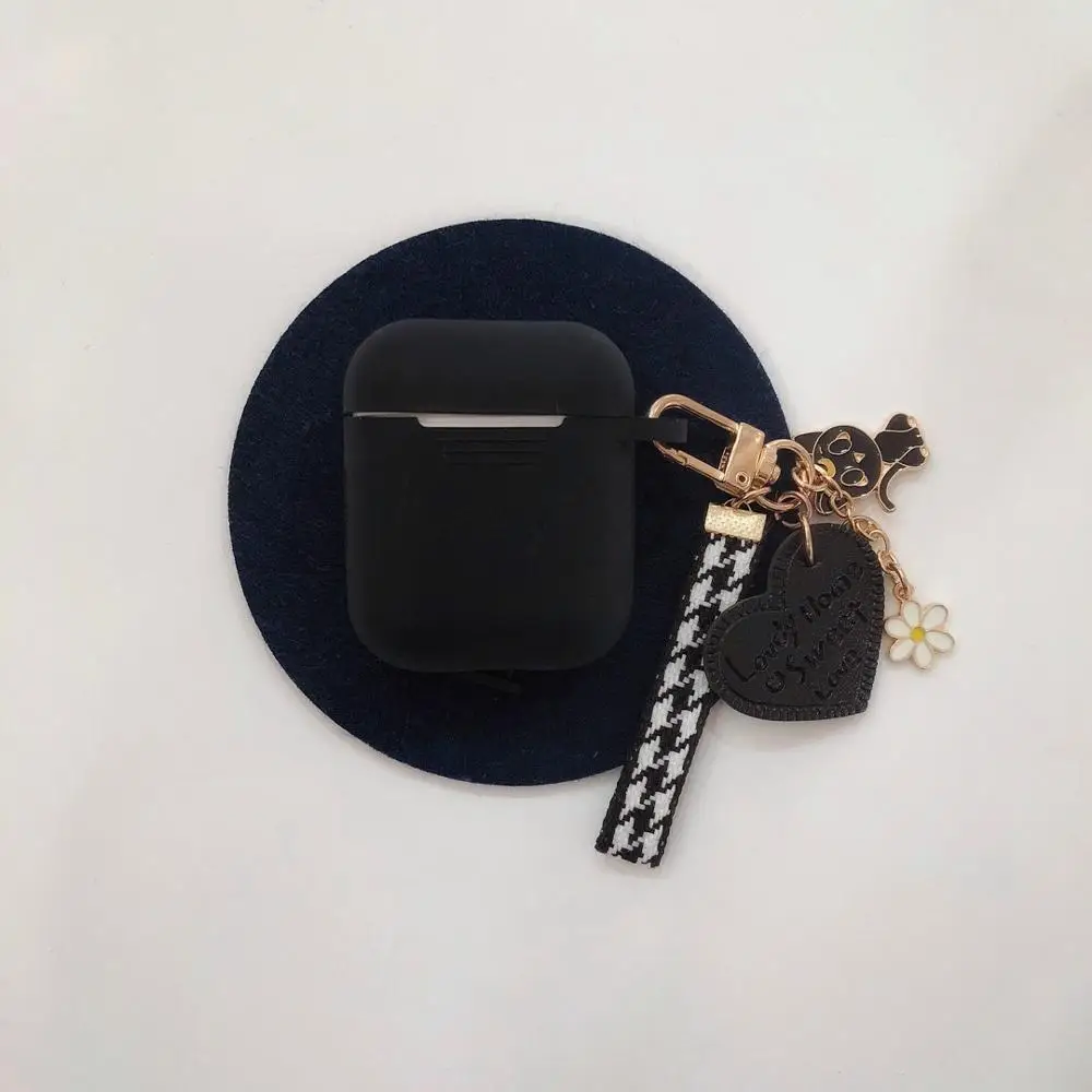 Чехол для AirPods Pro, роскошный чехол с кольцом для ключей, чехол для ключей с сердечком, мультяшный брелок для Air pods 2, силиконовый беспроводной чехол для наушников - Цвет: A1