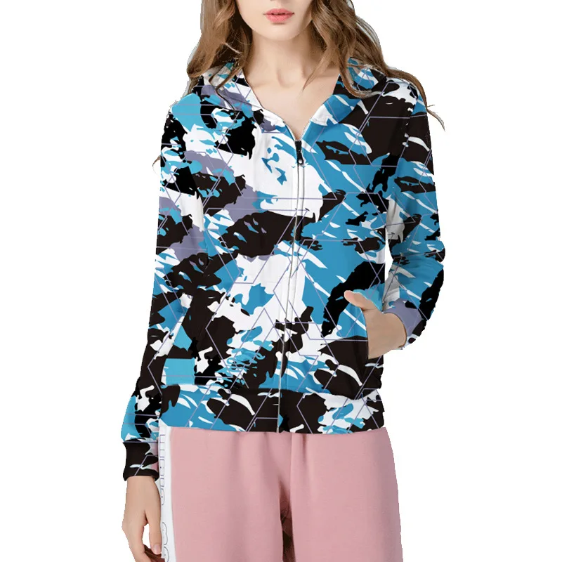 Осенняя и зимняя толстовка на молнии с капюшоном камуфляжное пальто принтом