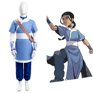 Anime Avatar the last Airbender Katara Cosplay Costumes Kid Children Halloween Carnival Suits