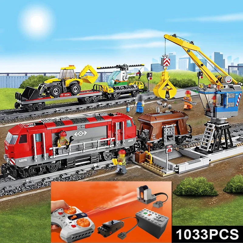 

60098, 82009, 02009, Радиоуправляемый тяжелый поезд, строительные блоки, кирпичи, модель, игрушка с дистанционным управлением, подарок на день рожде...