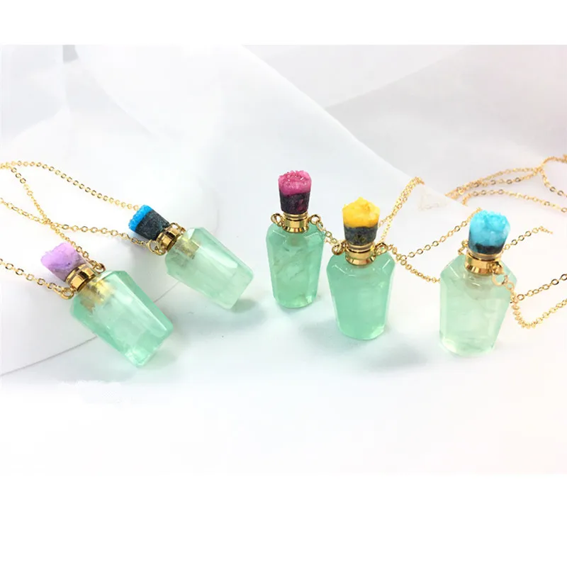 Натуральный камень подвеска в виде бутылочки парфюма ожерелье эфирное масло