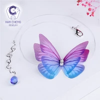hancheng new fashion rhinestone created crystal 3d butterfly choker necklace women necklaces hide chain collar jewelry bijoux