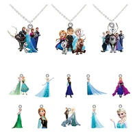 princess aisha and princess anna cartoon necklace long chain frozen acrylic epoxy resin necklace jewelry gift