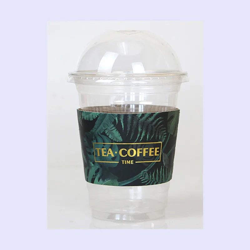 cup lid sleeve 50 шт зеленое растение Бронзирующая одноразовая кофейная чашка 400 мл 500 мл бумажный стаканчик для Чая Сетка Красный холодный горячий напиток упаковка чашка с крышками - Цвет: cup lid sleeve
