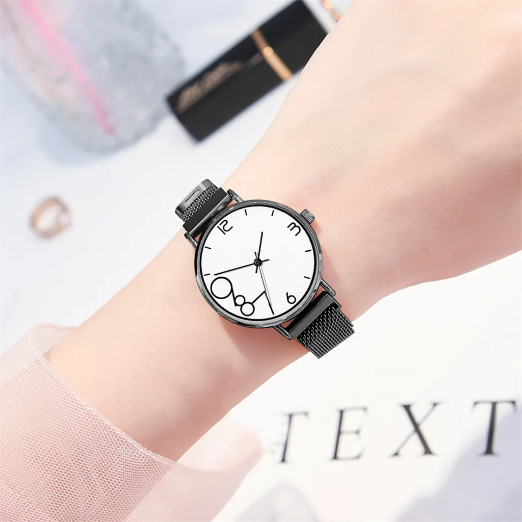 Women's Magnet Buckle Mesh Belt Watches Quartz Analog Round Wrist Watch wrist watch women bracelet часы женские | Наручные