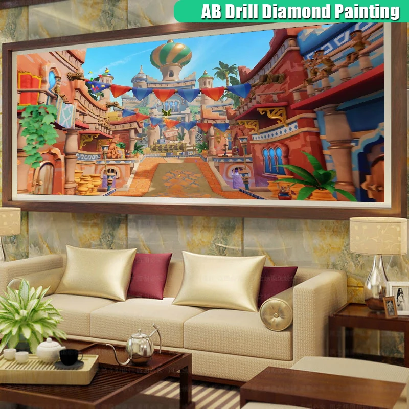 

5D DIY Diamond Painting AB Colorful Castle Diamont Embroidery Large Size Full Square/Round Mosaic Circus Cross Stitch Home Decor