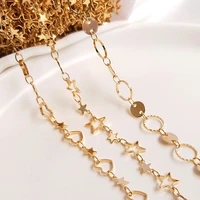 0 5meter 1meter 14k gold plated chains star round love heart link copper chains diy jewelry for women necklace bracelet making