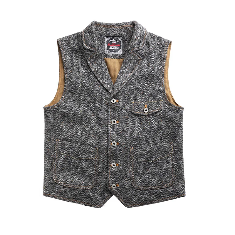 

65% Wool Vintage 560 GSM Mens Casual Tweed Vest MJ-0008 Asian Size Read Description Before Order