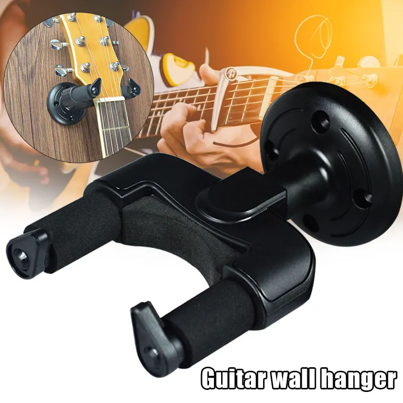 

Wholesale Guitar Wall Mount Hanger with EVA Cover Acoustic Electric Bass Guitar Hook Black Holder for All Size Guitars ED889