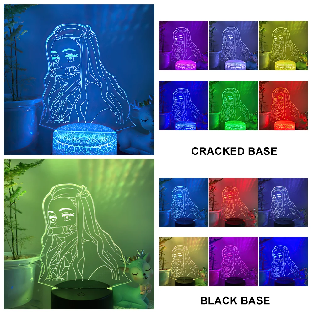 

7 Color Acrylic Nightlight LED Night Light Anime Kimetsu No Yaiba Kamado Nezuko Bedside Lamp Touch Sensor Table Lamp anime decor